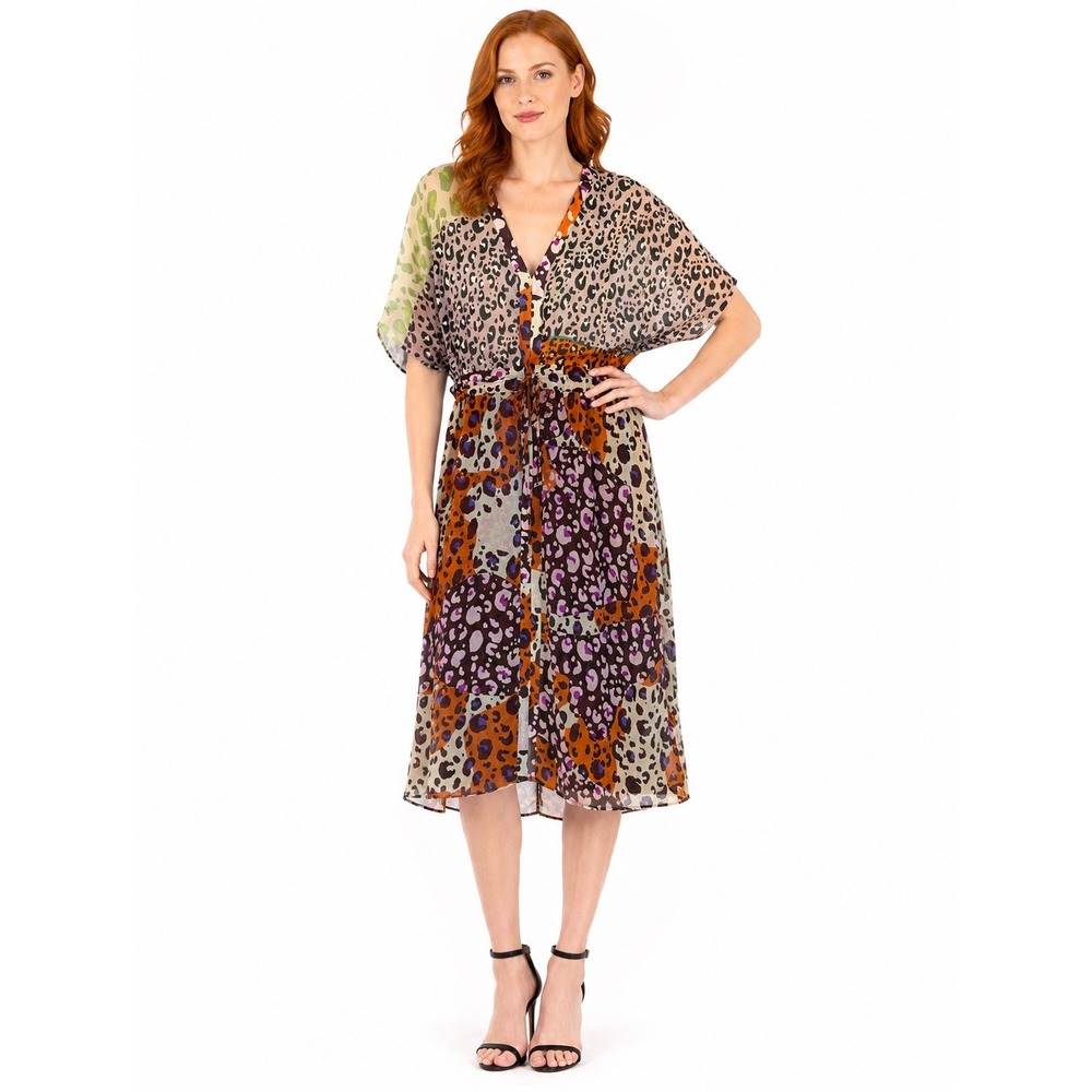 Cabi Sheer Safari Midi Dress Size M Style 5952